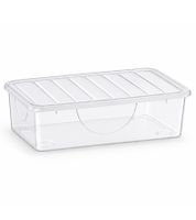 Juego de 4 cajas de almacenamiento Tontarelli, 4,7 litros de capacidad cada una, apilables con tapa, 32,7 x 19 x 19 cm, transparentes/blancas