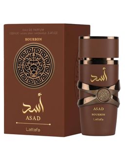 Lattafa Asad Bourbon Eau de Parfum Unisexe, Parfum Boisé Doux, Vaporisateur 100 ml, Marron