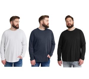 Camisa clásica de manga larga para hombre SOLID SDBedon BT con cuello redondo, tallas grandes 21300882 en blanco, azul oscuro o negro