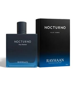Rayhaan Nocturno Herren Eau de Parfum holzig-ambriger Duft mit Sandelholz und Amber Parfüm 100ml Schwarz