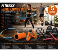 Home Fitness Kit with 5 pieces of equipment for your workout – Hula hoop, arm & leg exerciser, foam roller & 2 jump ropes