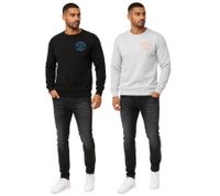Men's casual crew-neck sweatshirt featuring a logo print and large back graphic (Style 19103) – available in black or grey