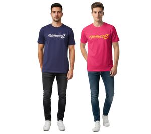 Formula E Men's T-Shirt – Sustainable cotton shirt featuring the Formula E logo; a motorsport-style summer shirt available in Blue or Pink/Yellow