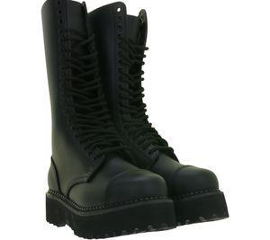 Timeless unisex Brandit Phantom genuine leather boots with a distinctive platform sole (Ranger/lace-up style) – "Second Choice" (minor cosmetic imperfections) – 9074-2 Black