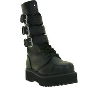 Distinctive Brandit Unisex Platform Phantom Buckle Boots – Genuine Leather, Steel-Toe, Lace-Up – 2nd Choice Minor Cosmetic Imperfections – 9075-2 Black