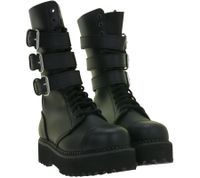 Distinctive Brandit Unisex Platform Phantom Buckle Boots – Genuine Leather, Steel-Toe, Lace-Up – 2nd Choice Minor Cosmetic Imperfections – 9075-2 Black