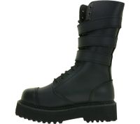 Distinctive Brandit Unisex Platform Phantom Buckle Boots – Genuine Leather, Steel-Toe, Lace-Up – 2nd Choice Minor Cosmetic Imperfections – 9075-2 Black