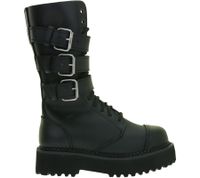 Distinctive Brandit Unisex Platform Phantom Buckle Boots – Genuine Leather, Steel-Toe, Lace-Up – 2nd Choice Minor Cosmetic Imperfections – 9075-2 Black