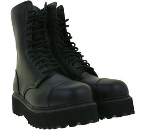 Timeless unisex Brandit Phantom genuine leather boots with a distinctive platform sole (Ranger-style lace-ups) – 2nd choice (minor cosmetic imperfections) – 9073-2 Black