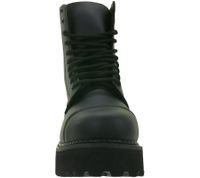 Timeless unisex Brandit Phantom genuine leather boots with a distinctive platform sole; military-style ranger boots/lace-up boots. Second-choice item – minor cosmetic imperfections. Color: Black (9072-2).