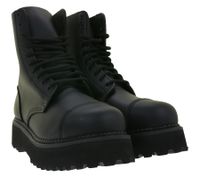Timeless unisex Brandit Phantom genuine leather boots with a distinctive platform sole; military-style ranger boots/lace-up boots. Second-choice item – minor cosmetic imperfections. Color: Black (9072-2).