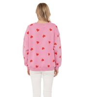 Sudadera ZWILLINGSHERZ con estampado de corazones para mujer – Jersey de invierno con cuello redondo (47056-22 Rosa/Rojo)