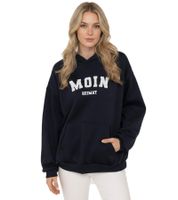 ZWILLINGSHERZ MOIN HEIMAT Hoodie Damen Kapuzen-Pullover maritimer Sweat-Pulli mit Tasche 47058-5 Dunkelblau