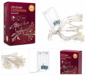Atmospheric LICHTMOMENTE LED Cluster String Light – 2.1 meters, warm white, 150 LEDs with timer function (Indoor use) 9827130