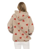 Felpa con cappuccio da donna ZWILLINGSHERZ con stampa a cuori – Comoda felpa con tasca (47055-29 Beige/Rosso)