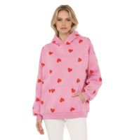ZWILLINGSHERZ Herzchen Hoodie Damen Kapuzen-Pullover kuscheliger Sweat-Pulli mit Tasche 47055-22 Rosa/Rot