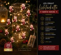 Waterproof LICHTMOMENTE LED wire string light with Santa sock motif, timer function, 2.2 meters, 20 warm-white micro LEDs (9843954, Silver)