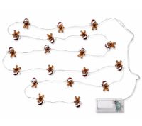 Waterproof LICHTMOMENTE LED wire string light with gingerbread man motif, timer function, 2.2 meters, 20 warm-white micro LEDs (9843855, Silver)