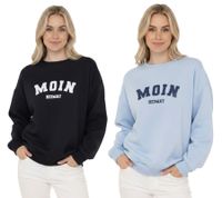 Maglione invernale da donna ZWILLINGSHERZ MOIN HEIMAT, modello nautico con scollo rotondo, codice 47060, disponibile nei colori blu scuro o azzurro