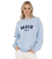 Maglione invernale da donna ZWILLINGSHERZ MOIN HEIMAT, modello nautico con scollo rotondo, codice 47060, disponibile nei colori blu scuro o azzurro