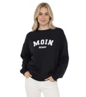 Maglione invernale da donna ZWILLINGSHERZ MOIN HEIMAT, modello nautico con scollo rotondo, codice 47060, disponibile nei colori blu scuro o azzurro
