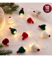 Luci decorative a LED impermeabili LIGHT MOMENTS con motivo a cappello di lana, funzione timer, 1,6 metri, 10 micro LED bianco caldo, 9844556 Argento