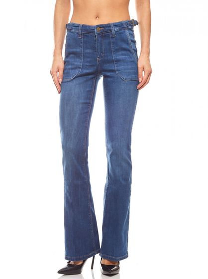 Schlichte High Waist Jeans mit aufgesetzten Taschen Kurzgröße Blau ARIZONA