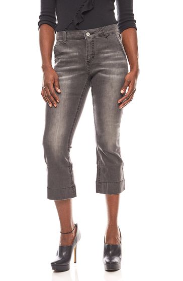 Av J-C Best Connexions raccourci dames jeans évasés gris