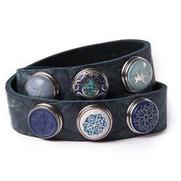 Noosa Armband Wrap Bracelet Double Skinny embossed dusk blue