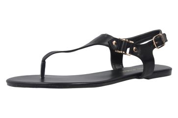 Andres Machado Zehentrenner in Übergrößen Schwarz AM5155 Soft Negro große Damenschuhe