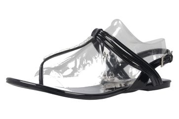 ANDRES MACHADO - Damen Zehentrenner - Lack Schwarz Schuhe in Übergrößen