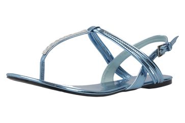 Andres Machado Zehentrenner in Übergrößen Blau AM5156 Charol Celeste große Damenschuhe