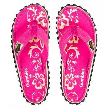 Gumbies Zehentrenner in Übergrößen Pink Gumbies Islander Pink Hibiscus große Damenschuhe