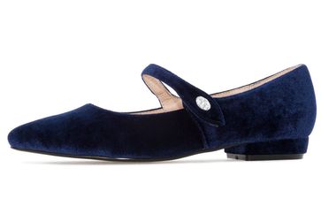 Andres Machado Ballerina in Übergrößen Blau AM5204 Velvet Azulon große Damenschuhe