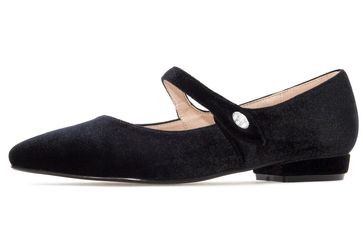 ANDRES MACHADO - Damen Samt Ballerina Mary Jane Stil - Schwarz Schuhe in Übergrößen