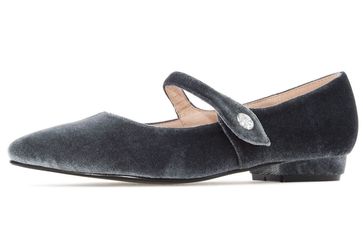ANDRES MACHADO - Damen Samt Ballerina Mary Jane Stil - Grau Schuhe in Übergrößen