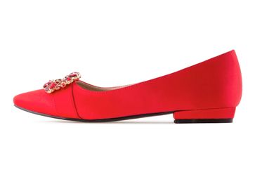 Andres Machado Ballerina in Übergrößen Rot AM5315 SATIN ROJO große Damenschuhe
