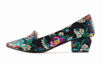 Andres Machado Pumps in Übergrößen Schwarz AM5322 TEJIDO FLORES NEGRO große Damenschuhe