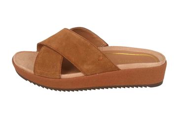 Vionic Pantoletten in Übergrößen Braun Hayden Suede Toffee große Damenschuhe