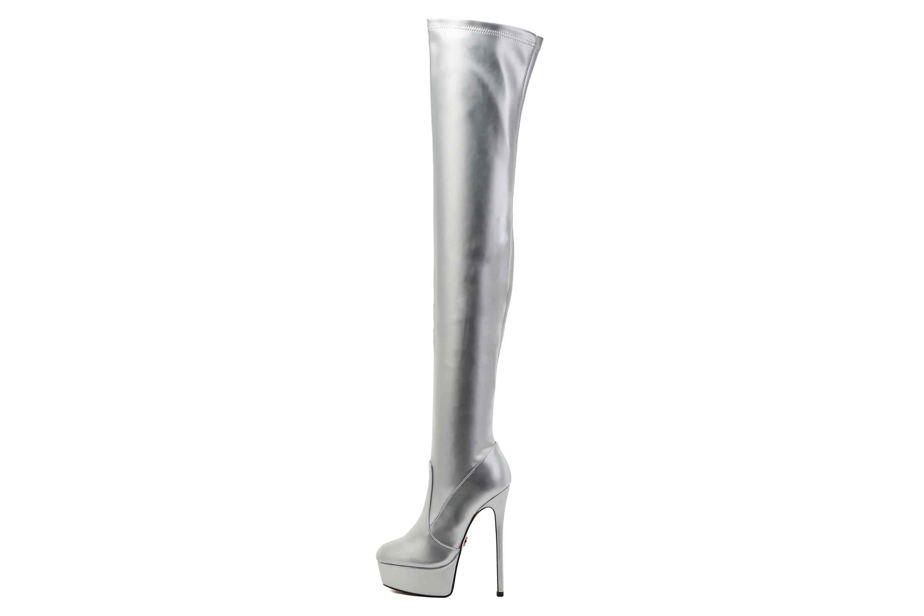 Giaro Stiefel in Übergrößen Silber [D2C] SUTTON SILVER MATTE große Damenschuhe