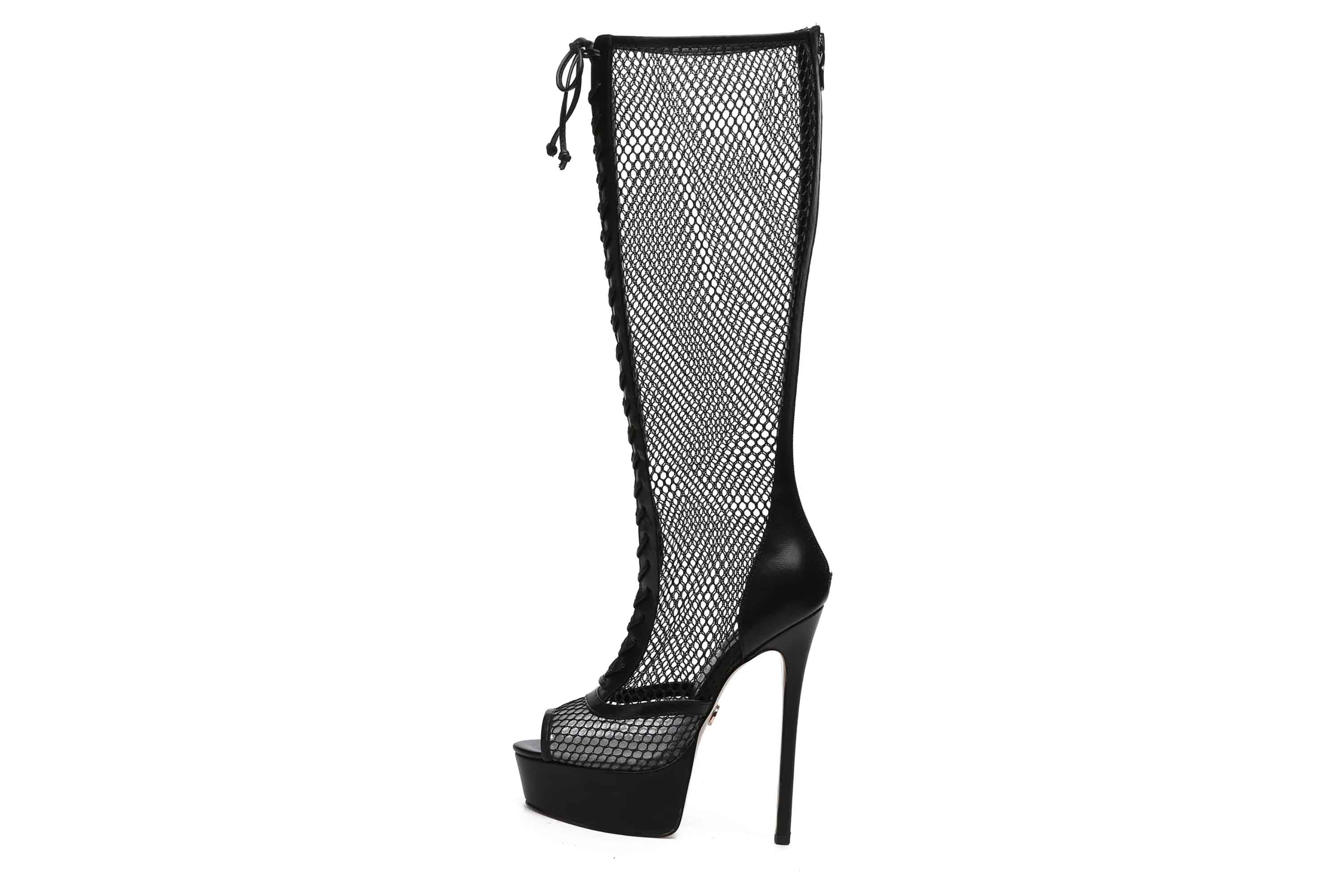 Giaro Stiefel in Übergrößen Schwarz [D2C] MESHA BLACK MESH große Damenschuhe