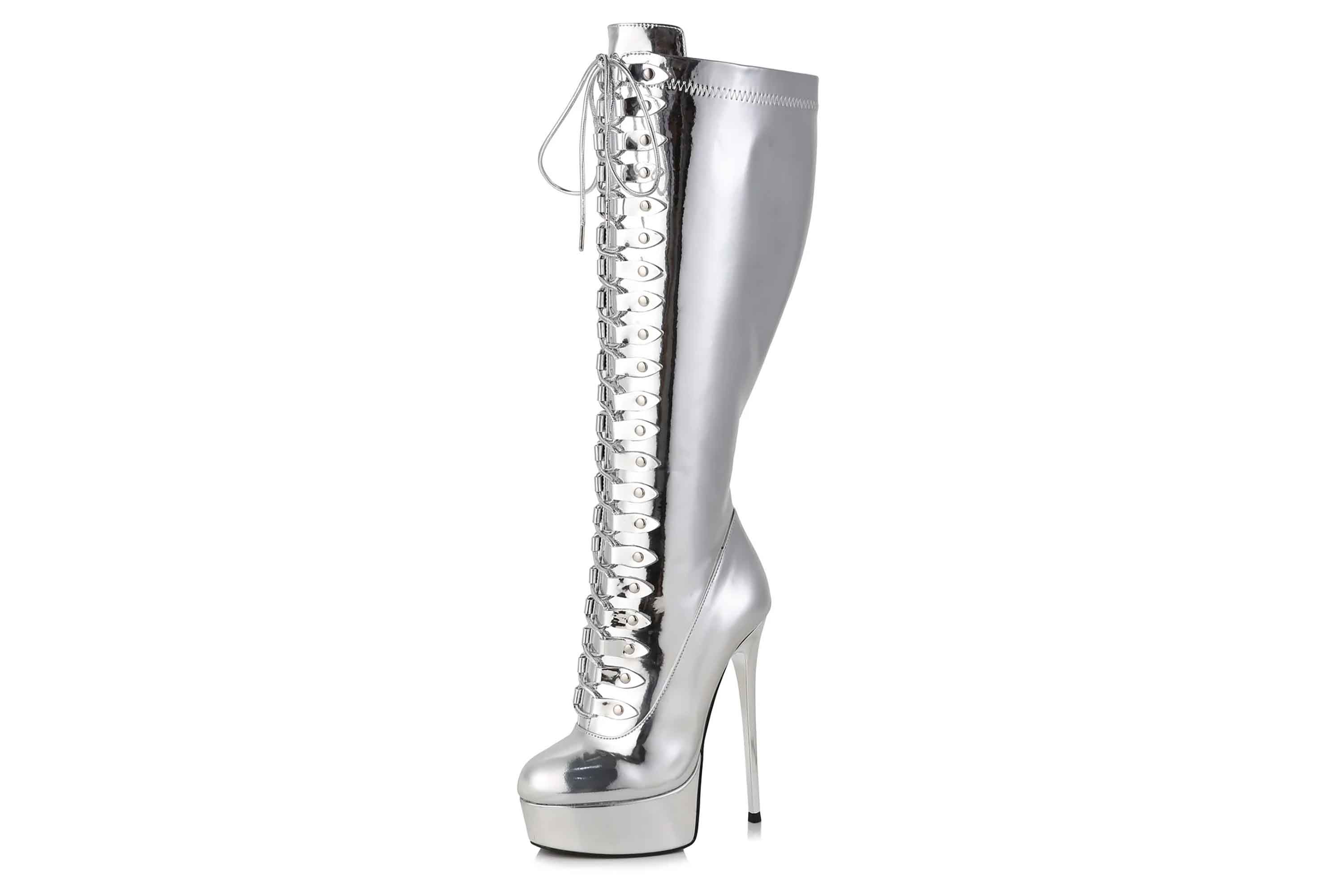 Giaro Stiefel in Übergrößen Silber [D2C] MAHAUTE LIQUID SILVER große Damenschuhe