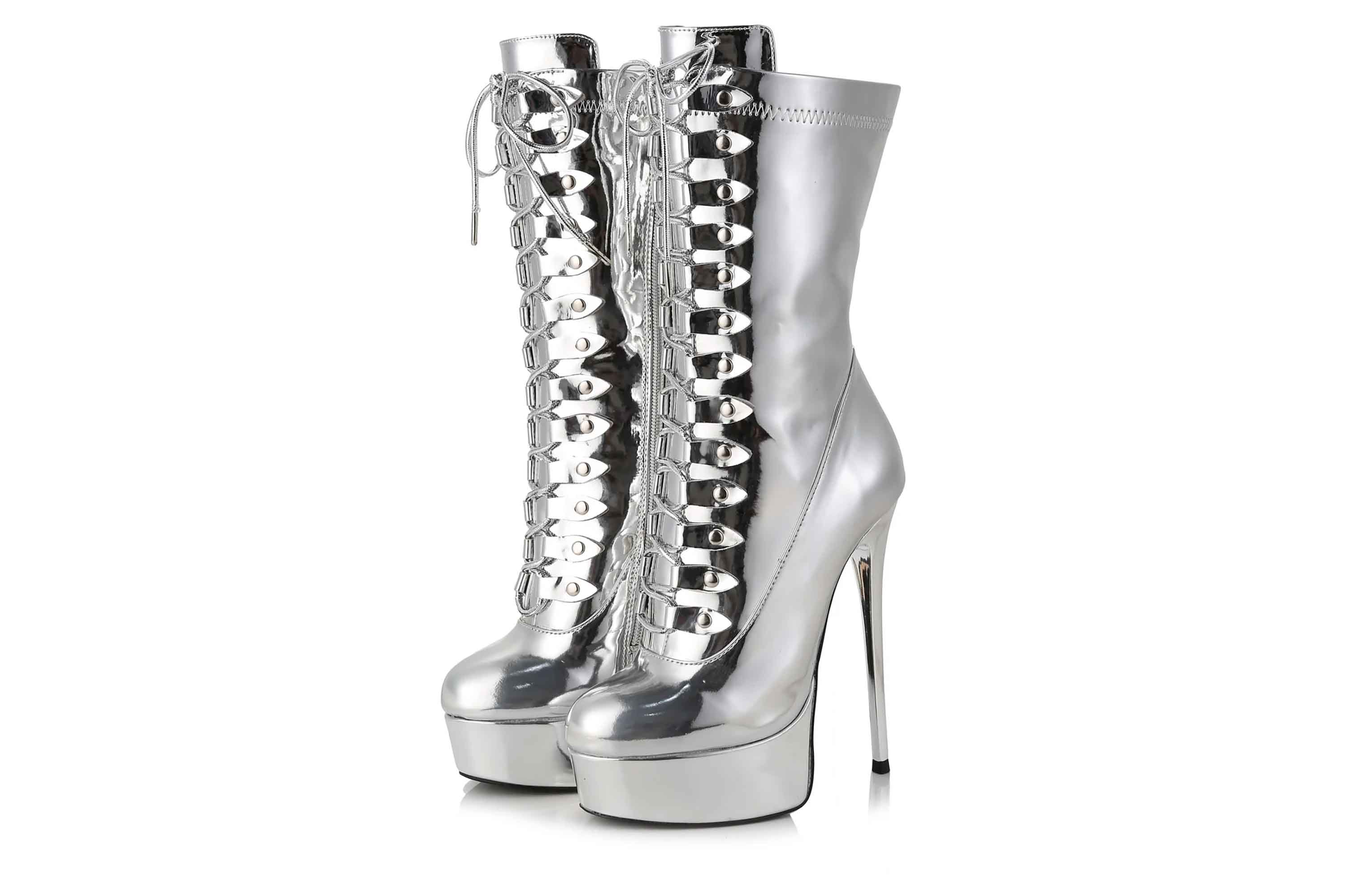 Giaro Stiefel in Übergrößen Silber [D2C] MIATLA LIQUID SILVER große Damenschuhe