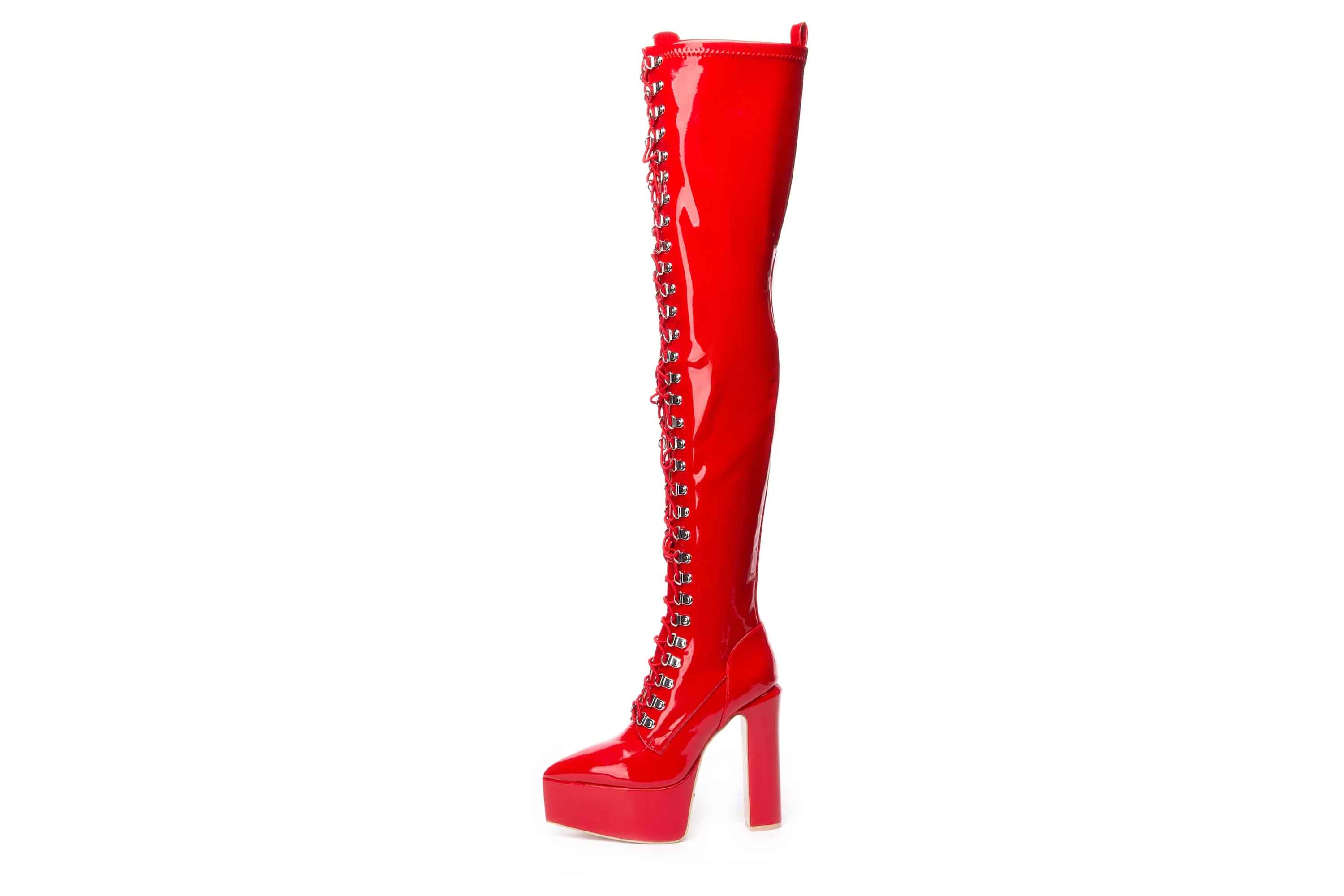 Giaro Stiefel in Übergrößen Rot [D2C] SECRETZ RED SHINY große Damenschuhe