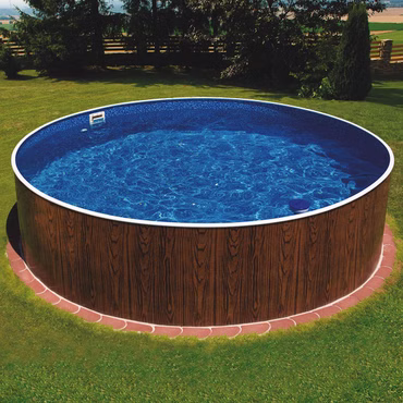 Azuro Deluxe Ø 360 x 110 cm Holzoptik Stahlwandpool Schwimmbecken Folie Skimmer