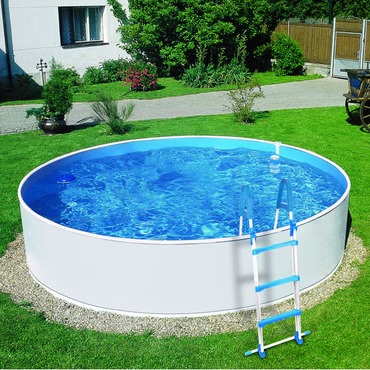 Azuro Deluxe Ø 460 x 90cm weiß/blau Stahlwandpool Schwimmbecken