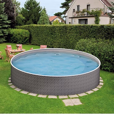 Azuro Deluxe Ø 500 x 120cm Rattanoptik Stahlwandpool Schwimmbecken