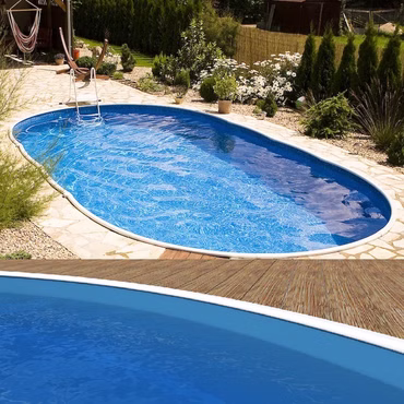 Stahlwandpool OVAL Schwimmbecken Pool Set Einbau Ovalform 0,8mm versch.Größen