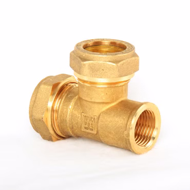 T-Stück Messing, Durchgang 22mm, 22mm, 1/2"