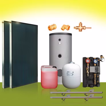 Solarpaket  Flachkollektoren mit Speicher Warmwasser 